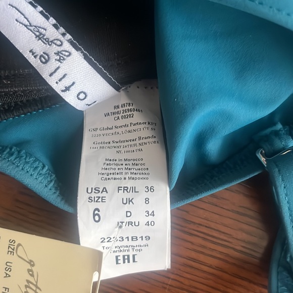 NWT Profile by Gottex Sheer Bliss Flyaway Teal Tankini Top Size 6 - Picture 6 of 7